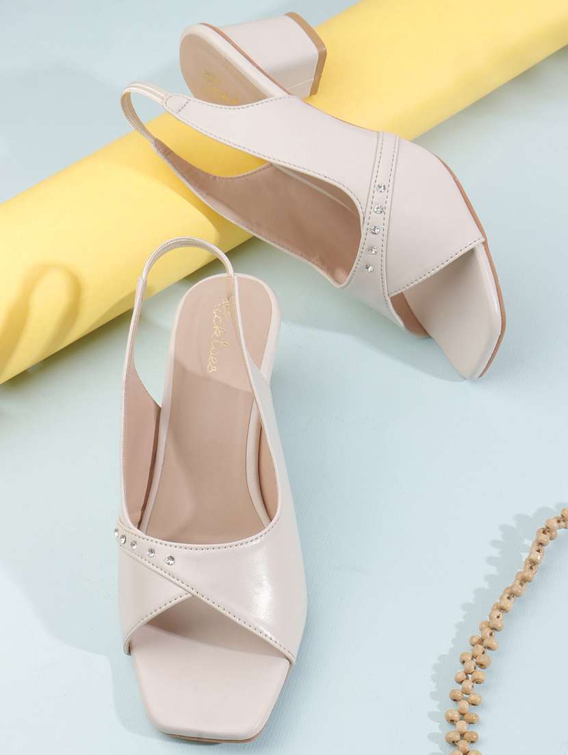 women solid back strap block heel sandal - 22240506 -  Zoom Image - 0