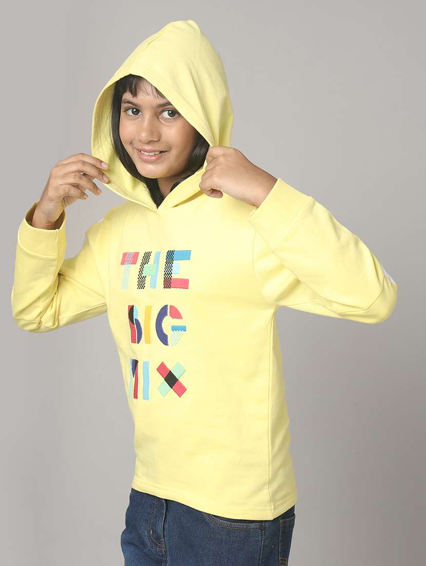 girls printed long sleeve hooded sweatshirt