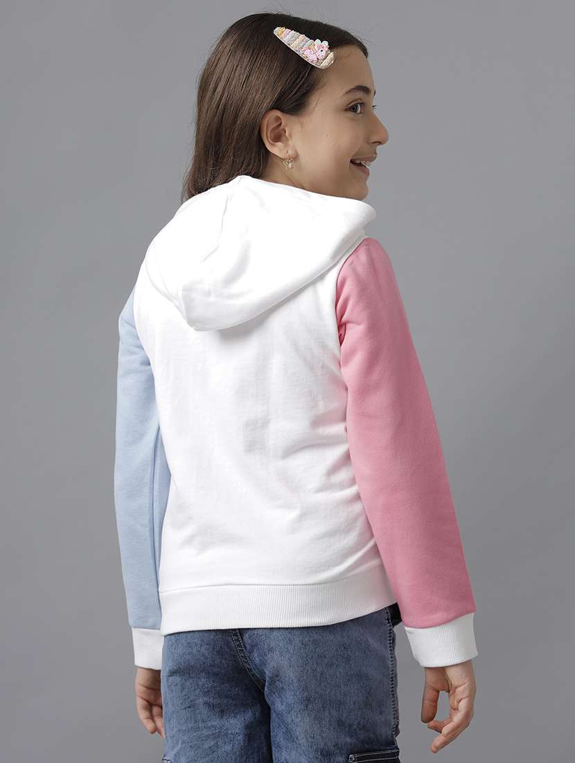 girls color blocked long sleeve hooded sweatshirt - 22240526 -  Standard Image - 3