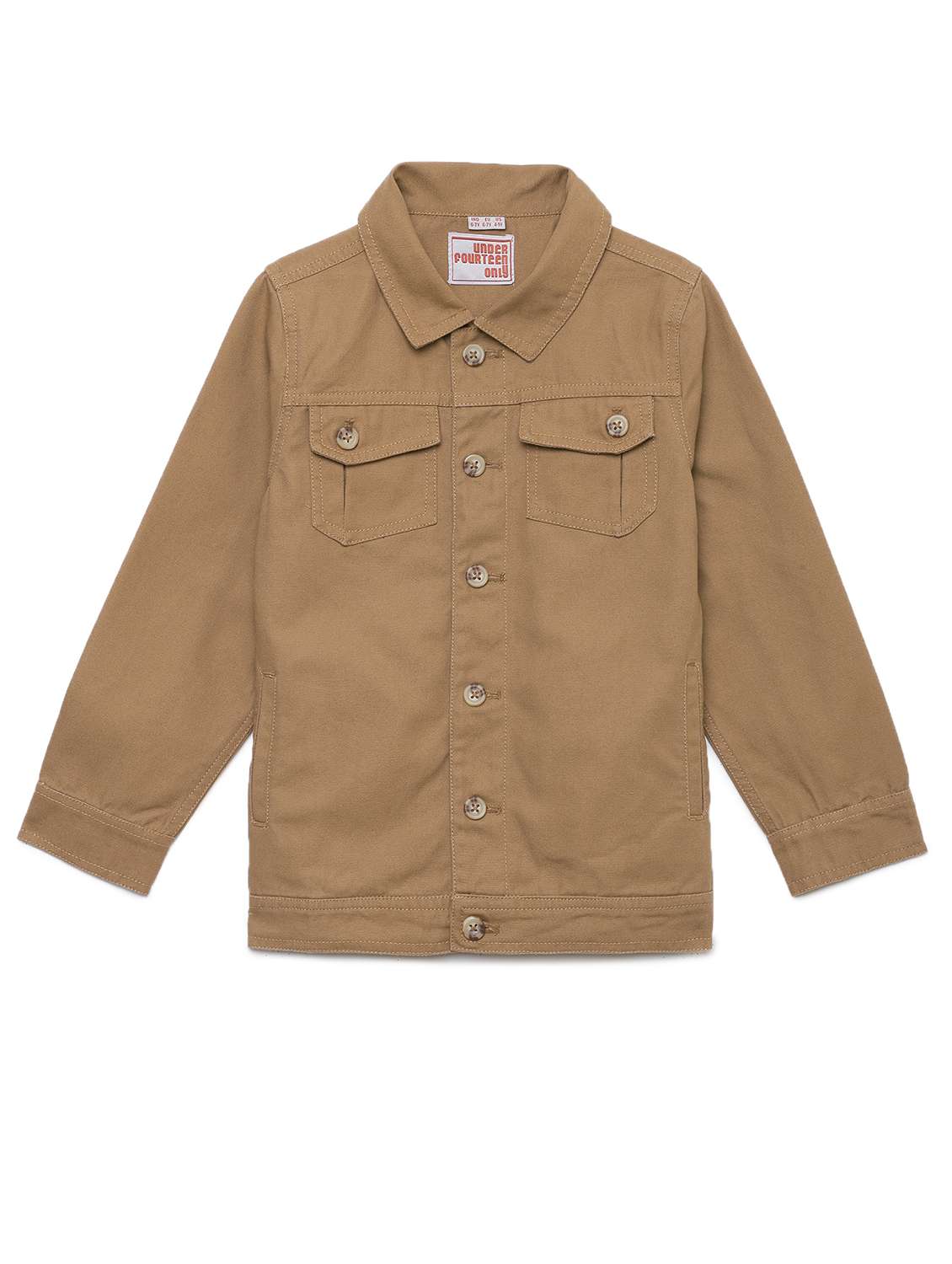 boys solid collared long sleeve shacket