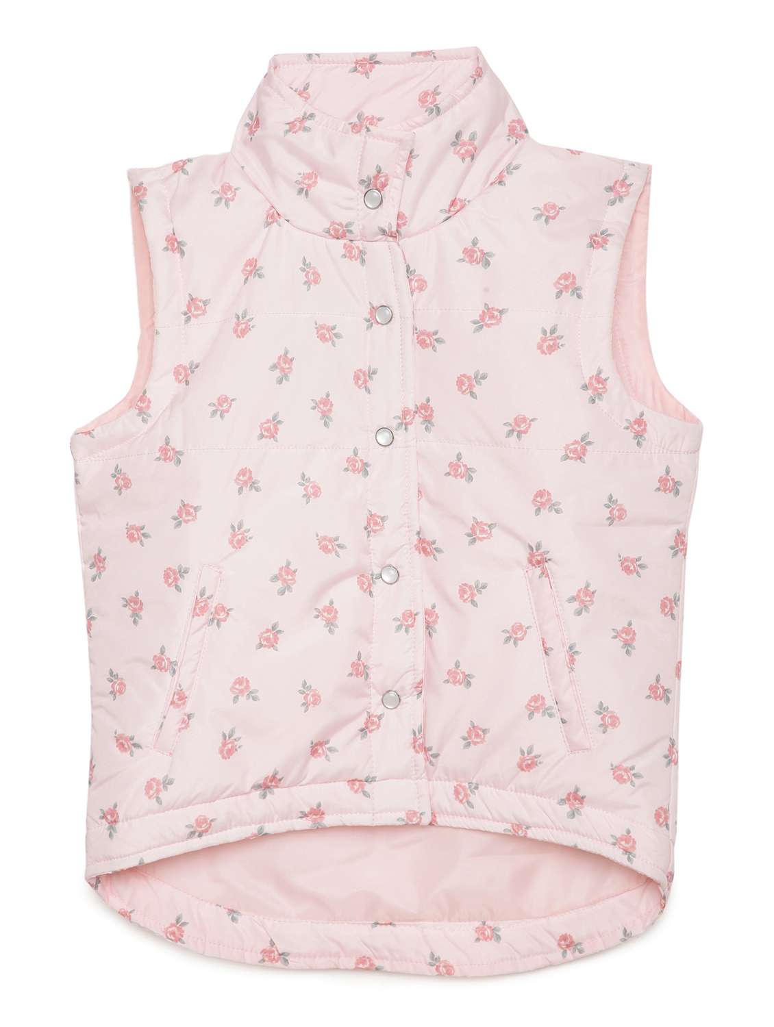 girls printed sleeveless quilted jacket