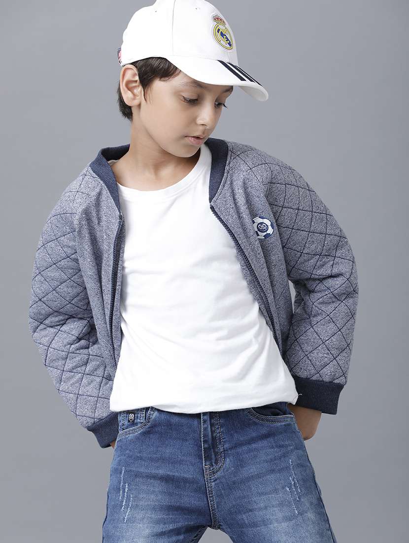boys solid long sleeve bomber jacket