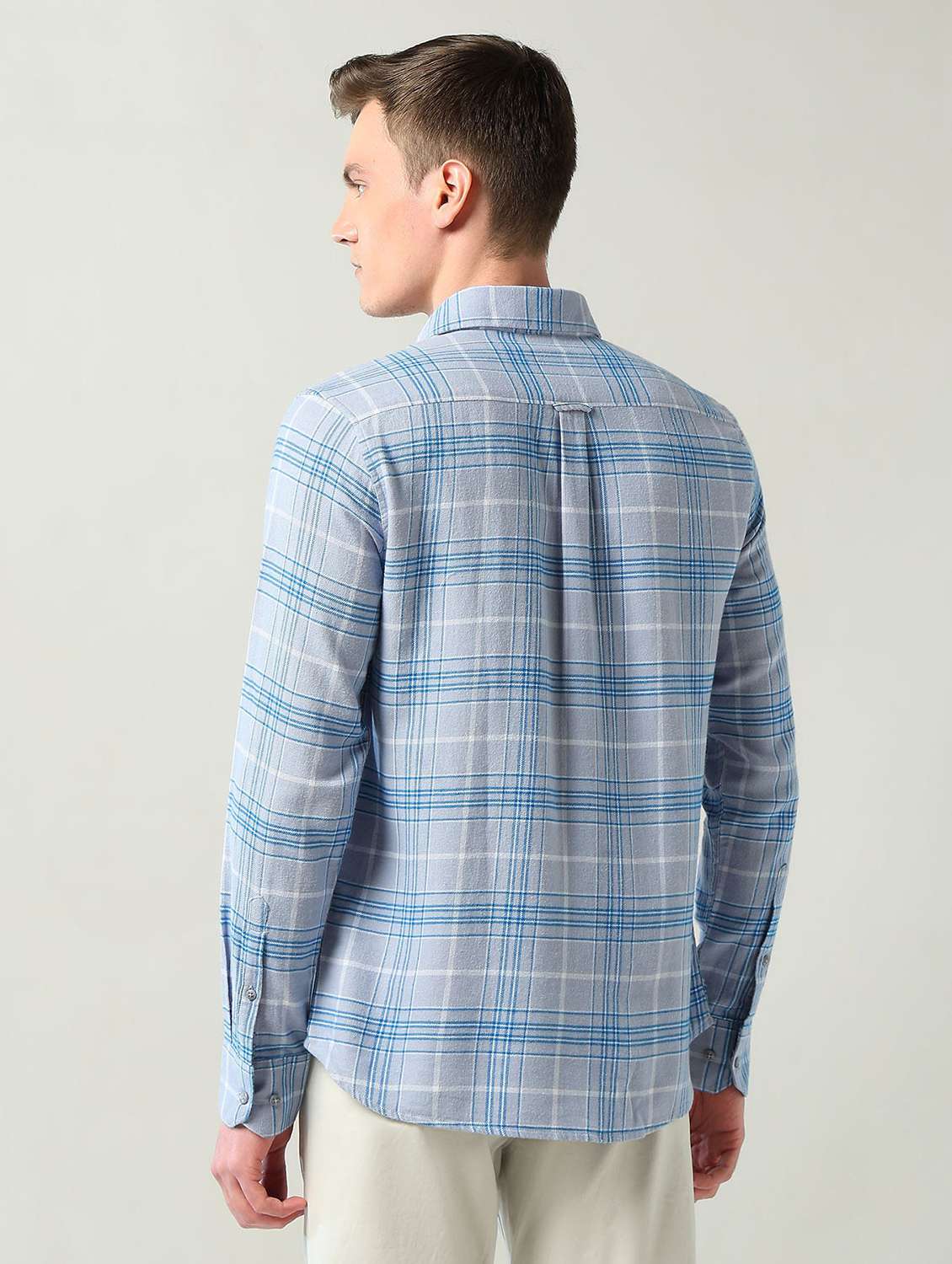 men checkered long sleeve slim fit casual shirt - 22240608 -  Standard Image - 3