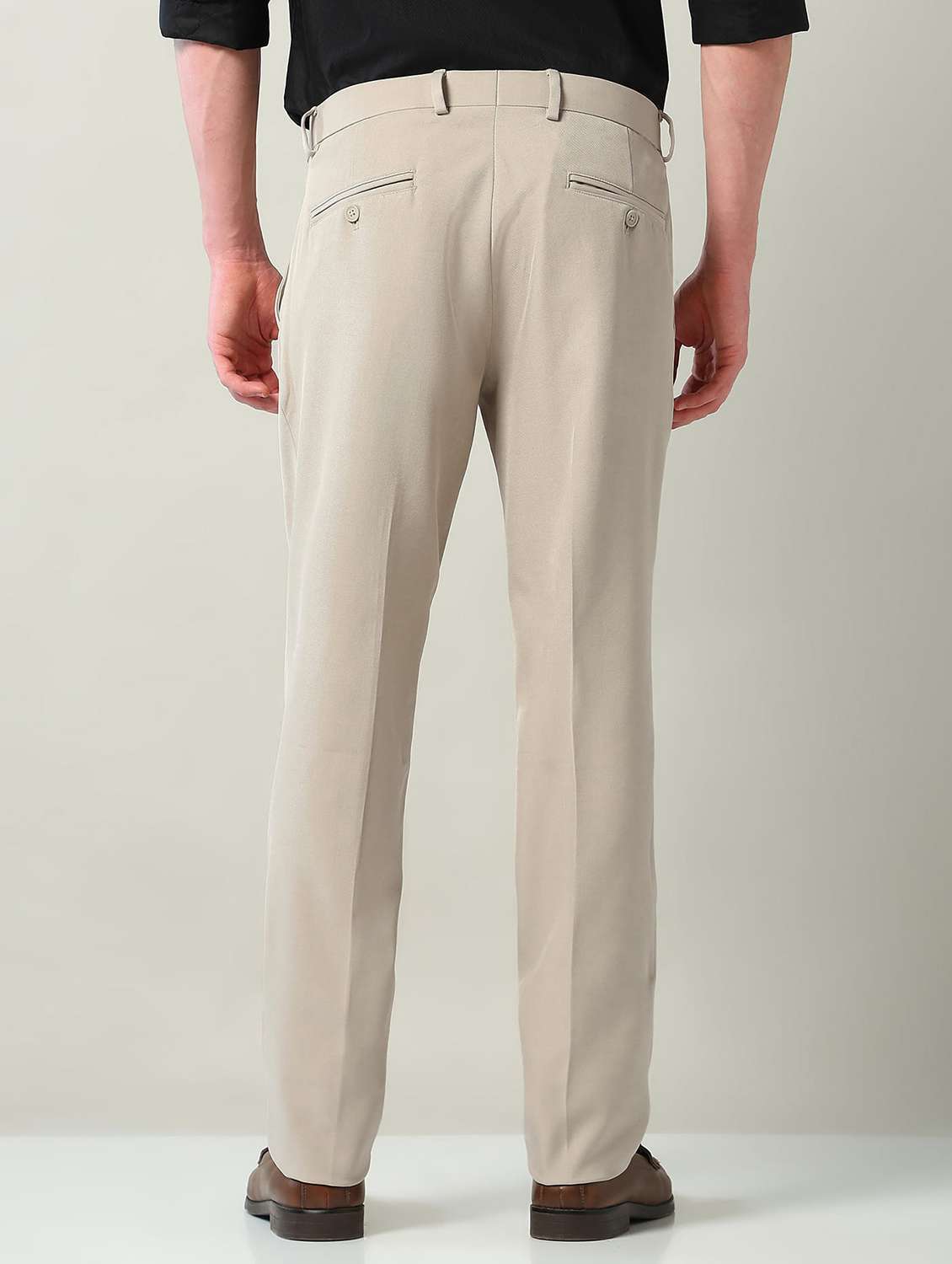 men solid mid rise pleated formal trouser - 22240617 -  Standard Image - 3