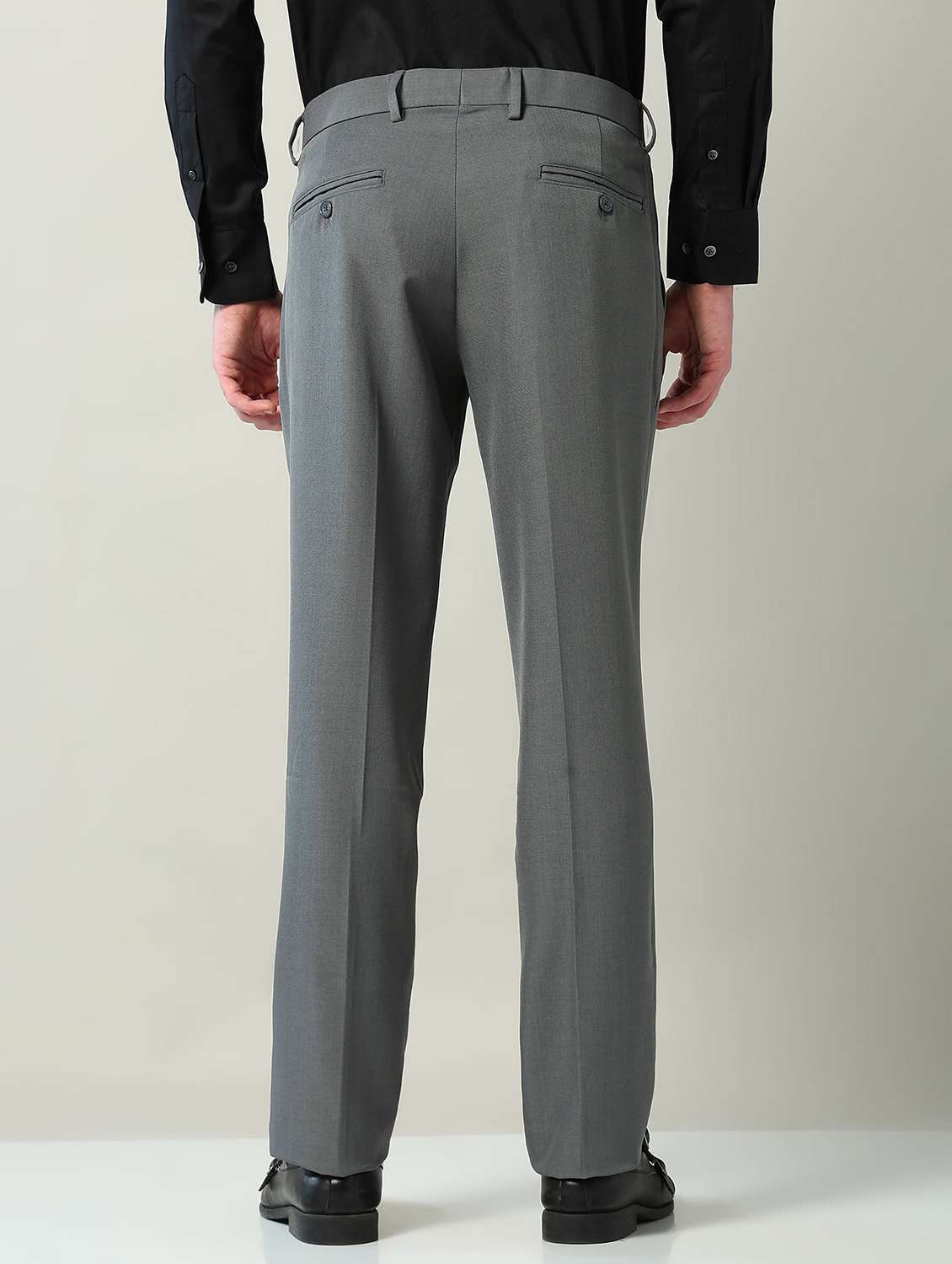 men solid mid rise pleated formal trouser - 22240618 -  Standard Image - 3