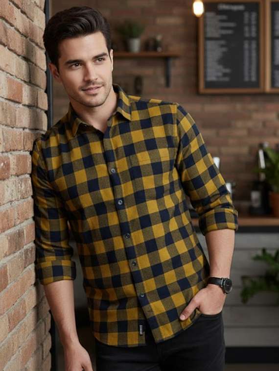 men checkered long sleeve regular fit shacket - 22240631 -  Standard Image - 3