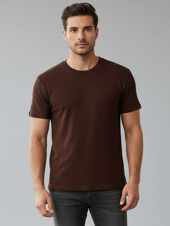 men self design short sleeve regular fit t-shirt