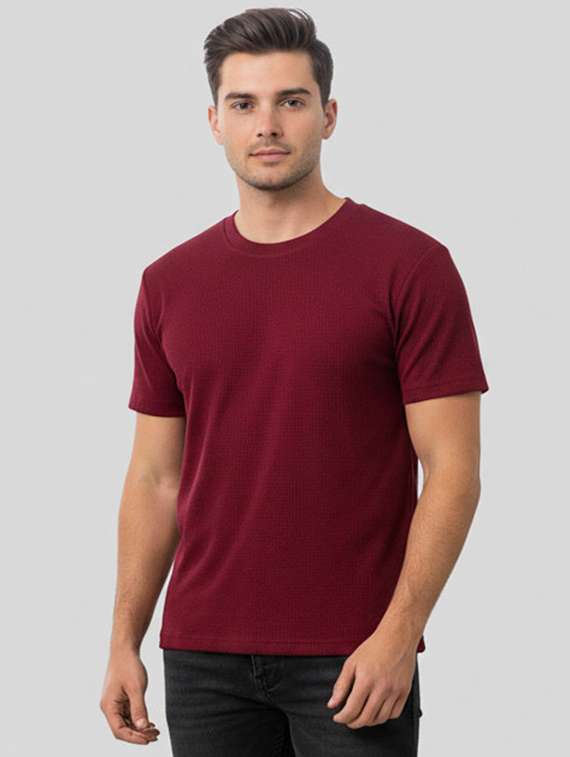 men self design short sleeve regular fit t-shirt