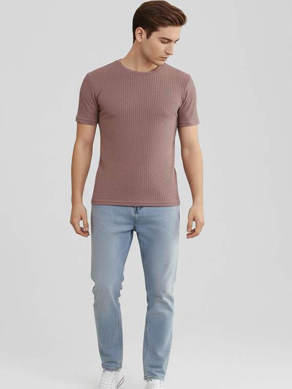 men self design short sleeve slim fit t-shirt - 22240643 -  Standard Image - 3