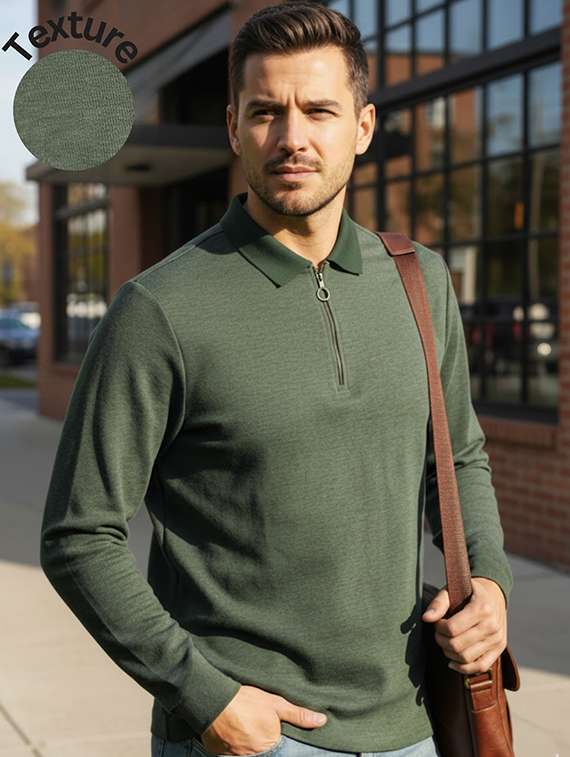 men textured long sleeve regular fit t-shirt