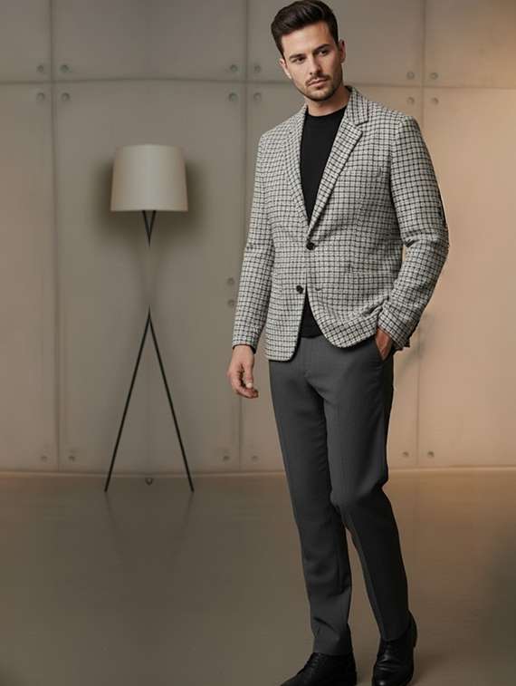 men checkered long sleeve winter coat - 22240655 -  Standard Image - 3