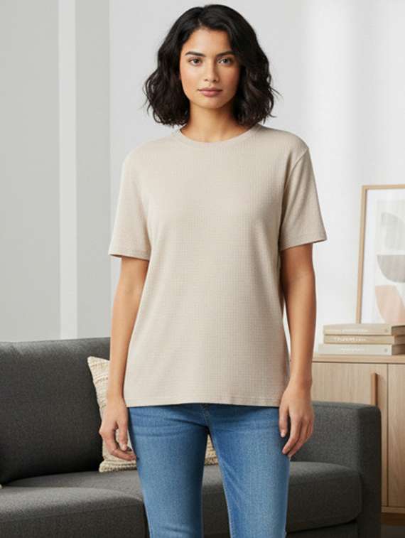 women solid short sleeve oversized t-shirt