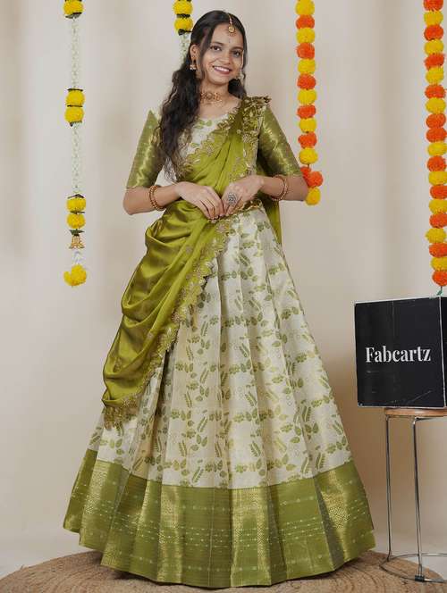 women self design south indian style unstitched lehenga choli - 22240687 -  Standard Image - 0