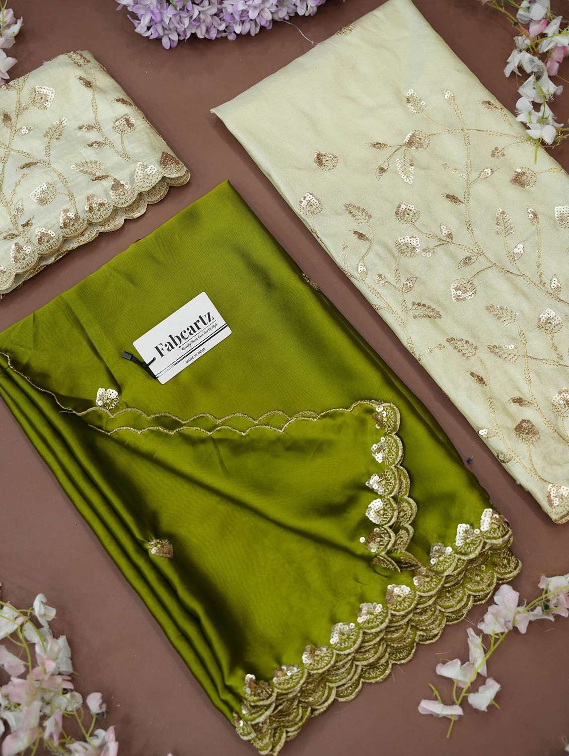 women solid with work unstitched lehenga choli - 22240692 -  Standard Image - 3