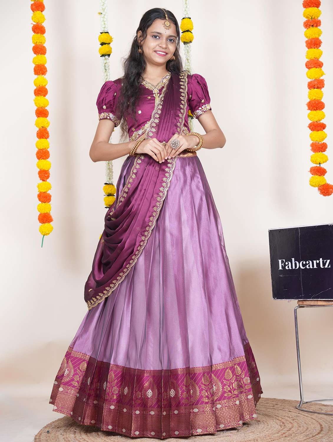 women self design south indian style unstitched lehenga choli