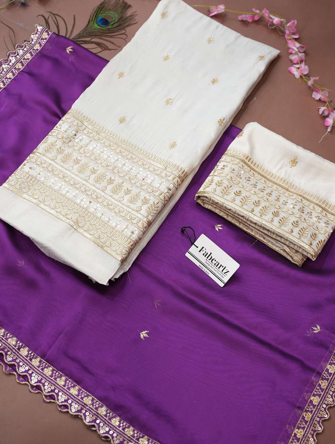 women solid with work unstitched lehenga choli - 22240723 -  Standard Image - 3