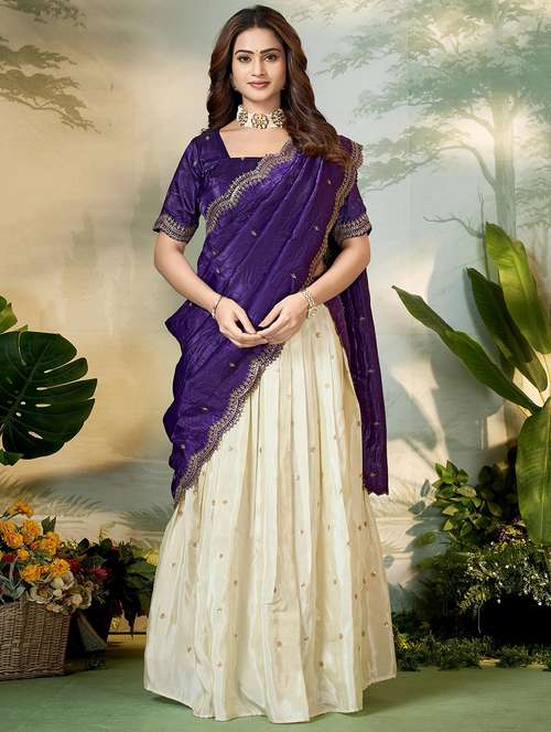 women solid with work unstitched lehenga choli - 22240730 -  Standard Image - 0