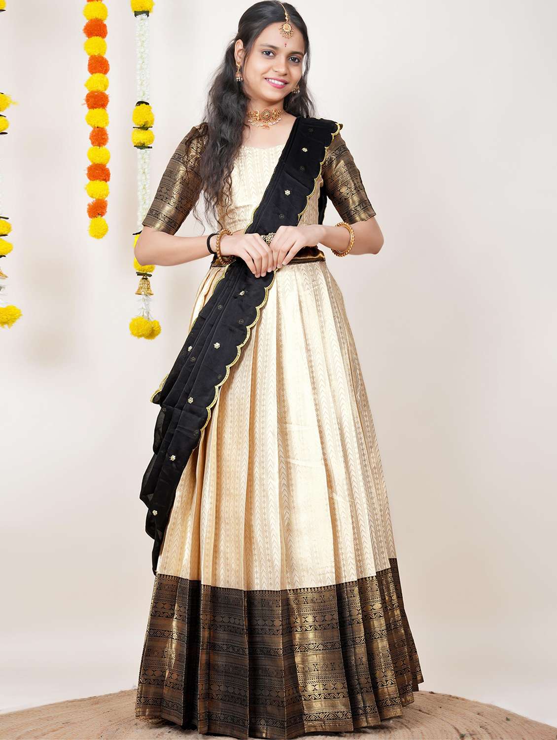 women self design south indian style unstitched lehenga choli