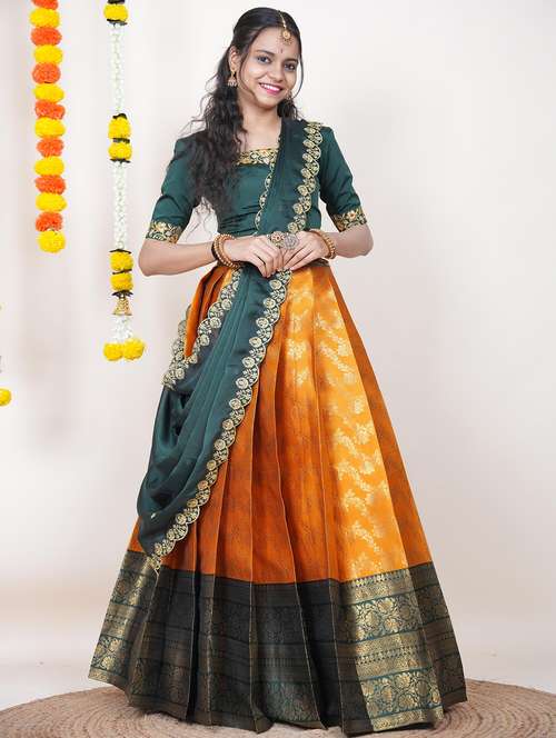 women self design south indian style unstitched lehenga choli - 22240753 -  Standard Image - 0