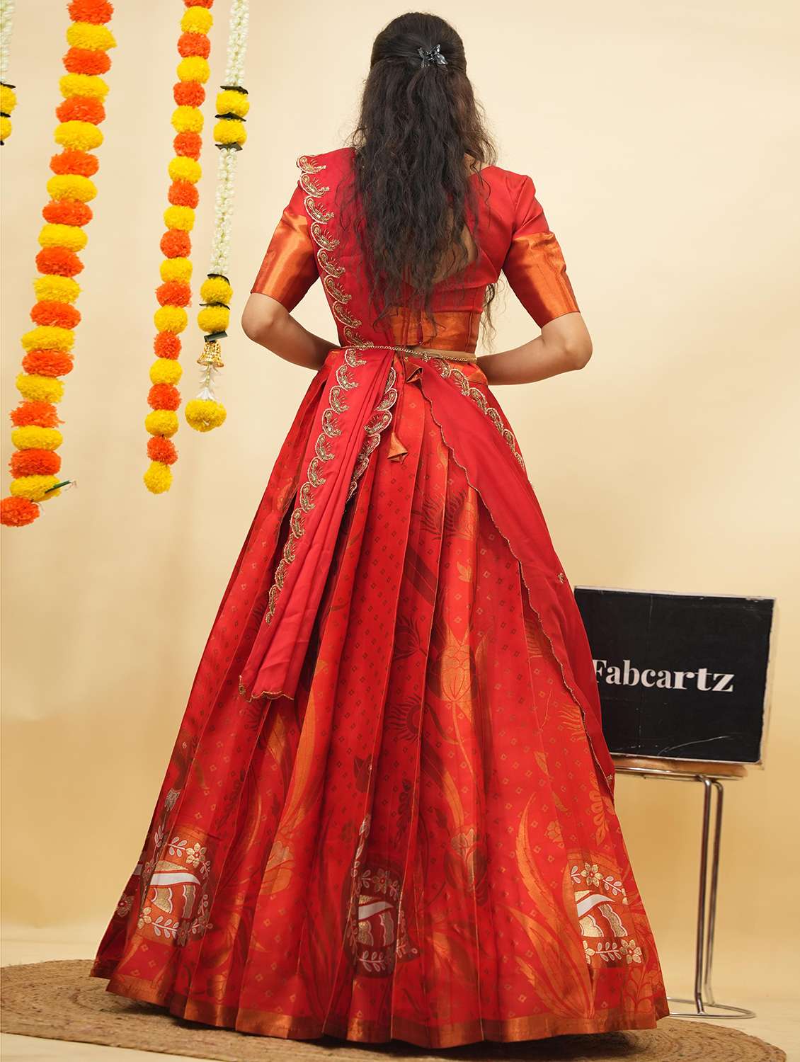 women self design south indian style unstitched lehenga choli - 22240757 -  Standard Image - 3