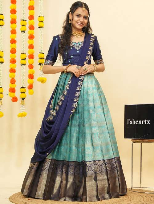 women self design south indian style unstitched lehenga choli - 22240764 -  Standard Image - 0