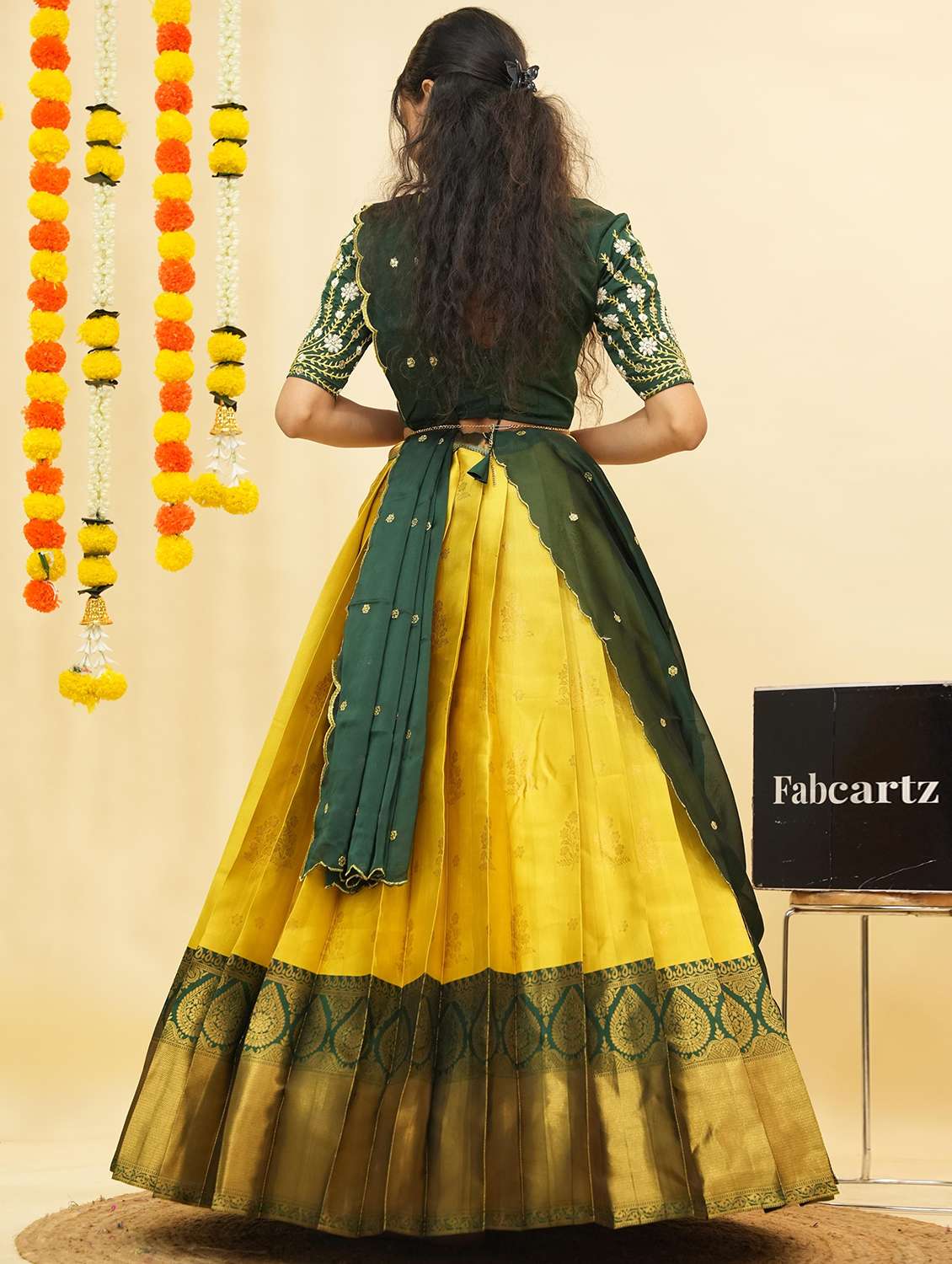 women self design south indian style unstitched lehenga choli - 22240767 -  Standard Image - 3