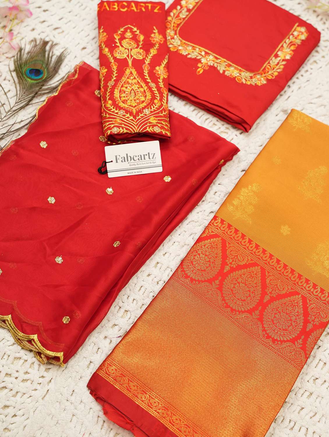 women self design south indian style unstitched lehenga choli - 22240768 -  Standard Image - 3