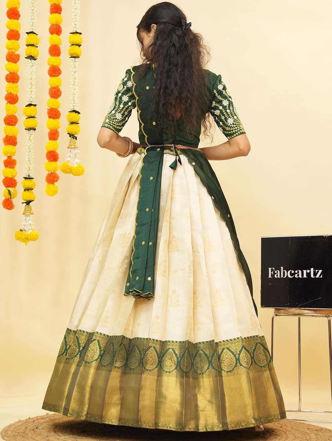 women self design south indian style unstitched lehenga choli - 22240771 -  Standard Image - 3