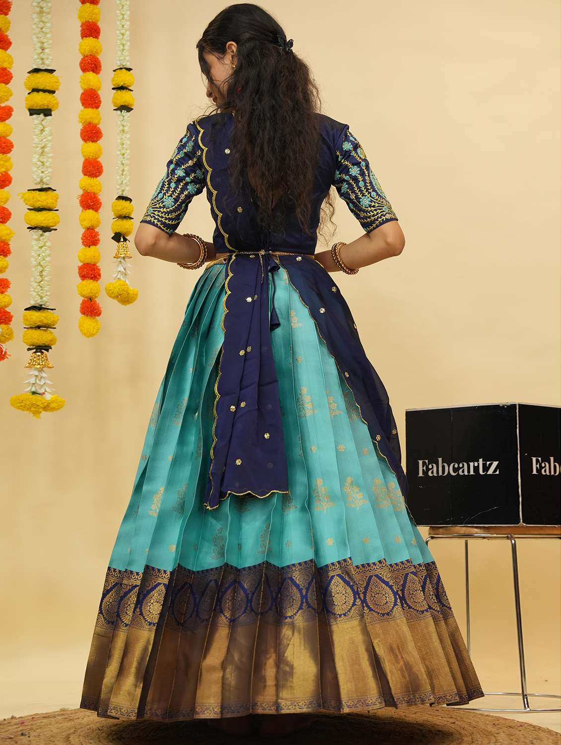 women self design south indian style unstitched lehenga choli - 22240773 -  Standard Image - 3