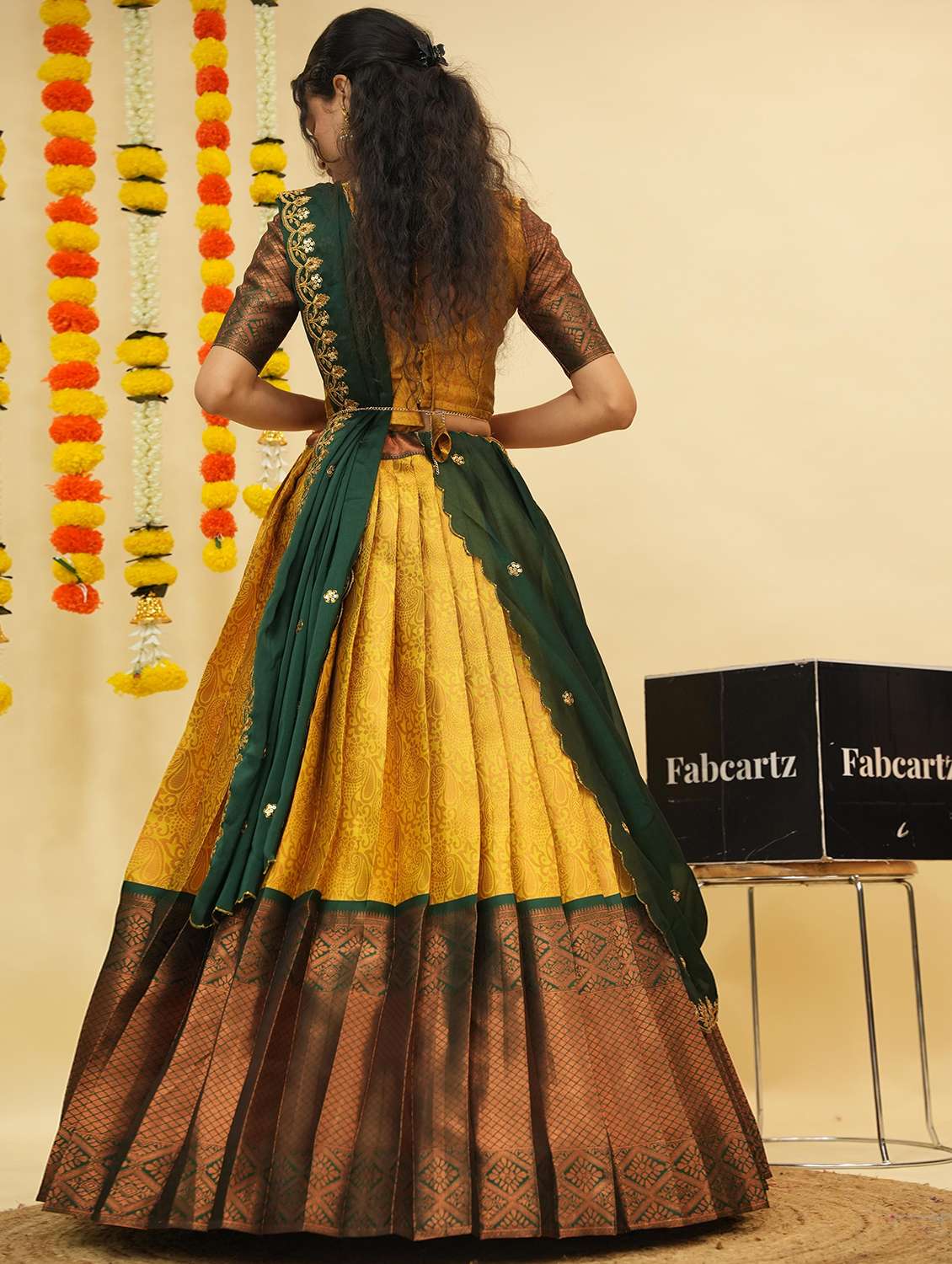 women self design south indian style unstitched lehenga choli - 22240782 -  Standard Image - 3