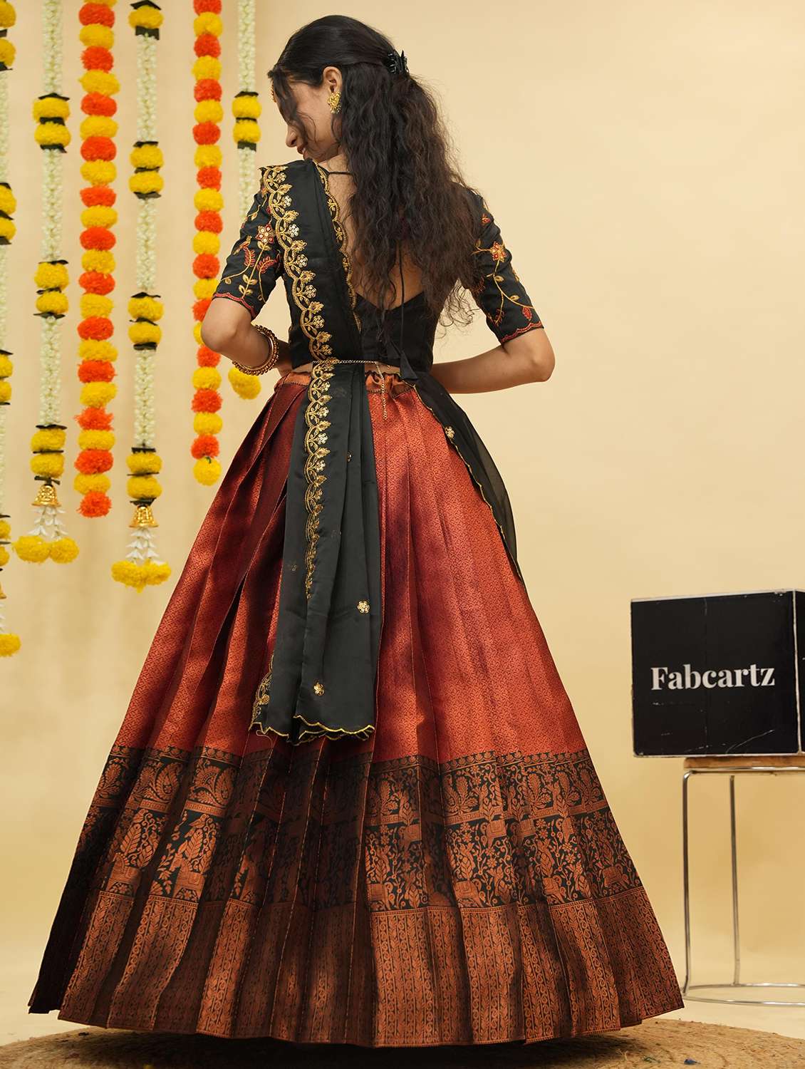 women self design south indian style unstitched lehenga choli - 22240793 -  Standard Image - 3