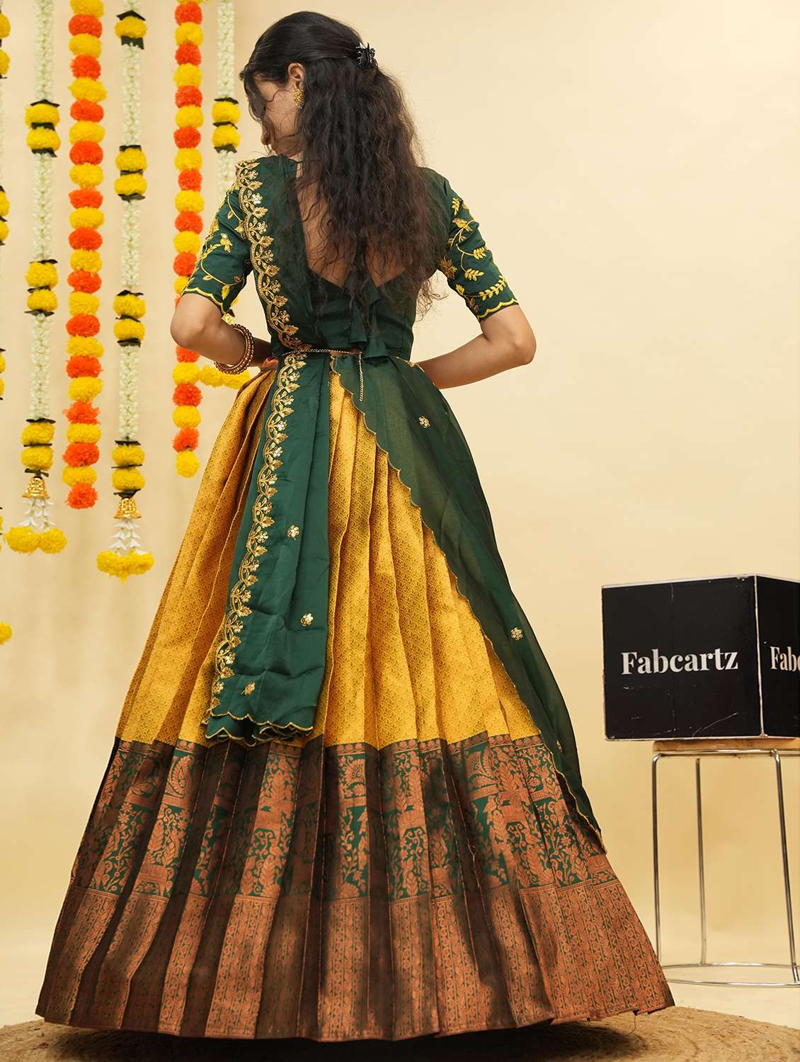 women self design south indian style unstitched lehenga choli - 22240795 -  Standard Image - 3