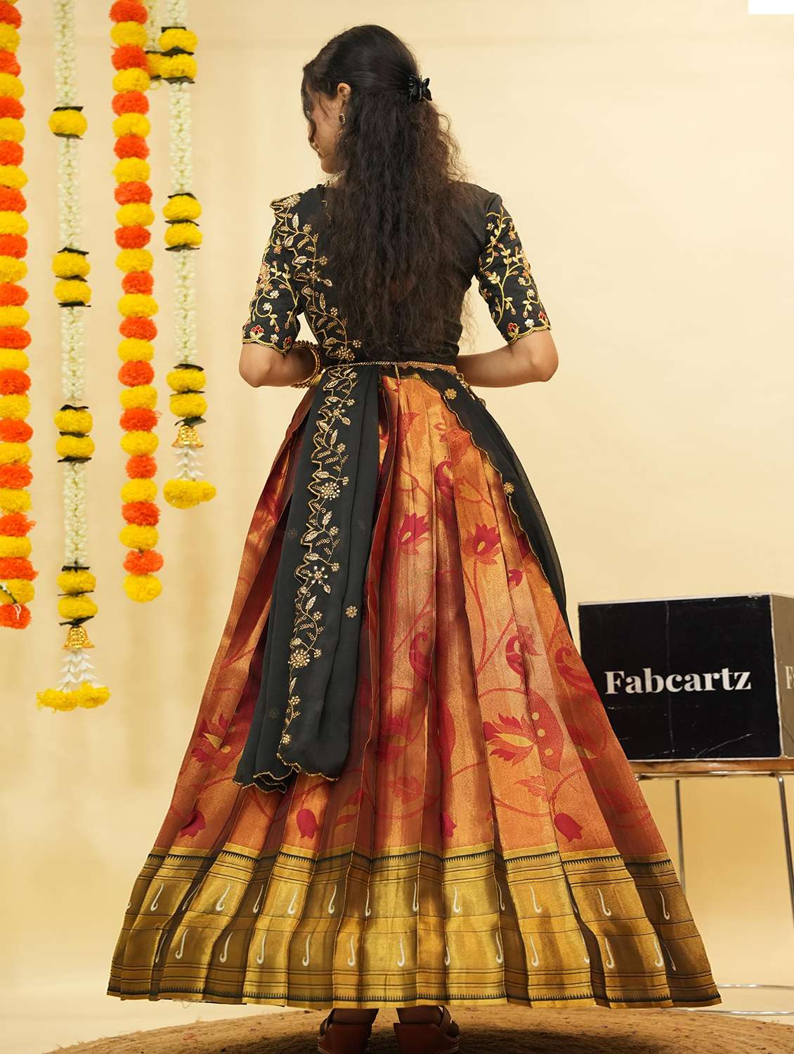 women self design south indian style unstitched lehenga choli - 22240797 -  Standard Image - 3