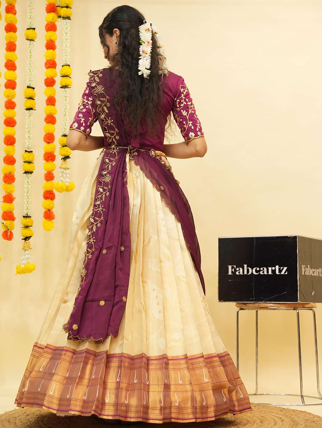 women self design south indian style unstitched lehenga choli - 22240801 -  Standard Image - 3