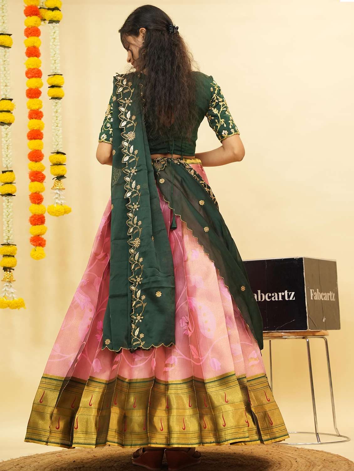 women self design south indian style unstitched lehenga choli - 22240805 -  Standard Image - 3