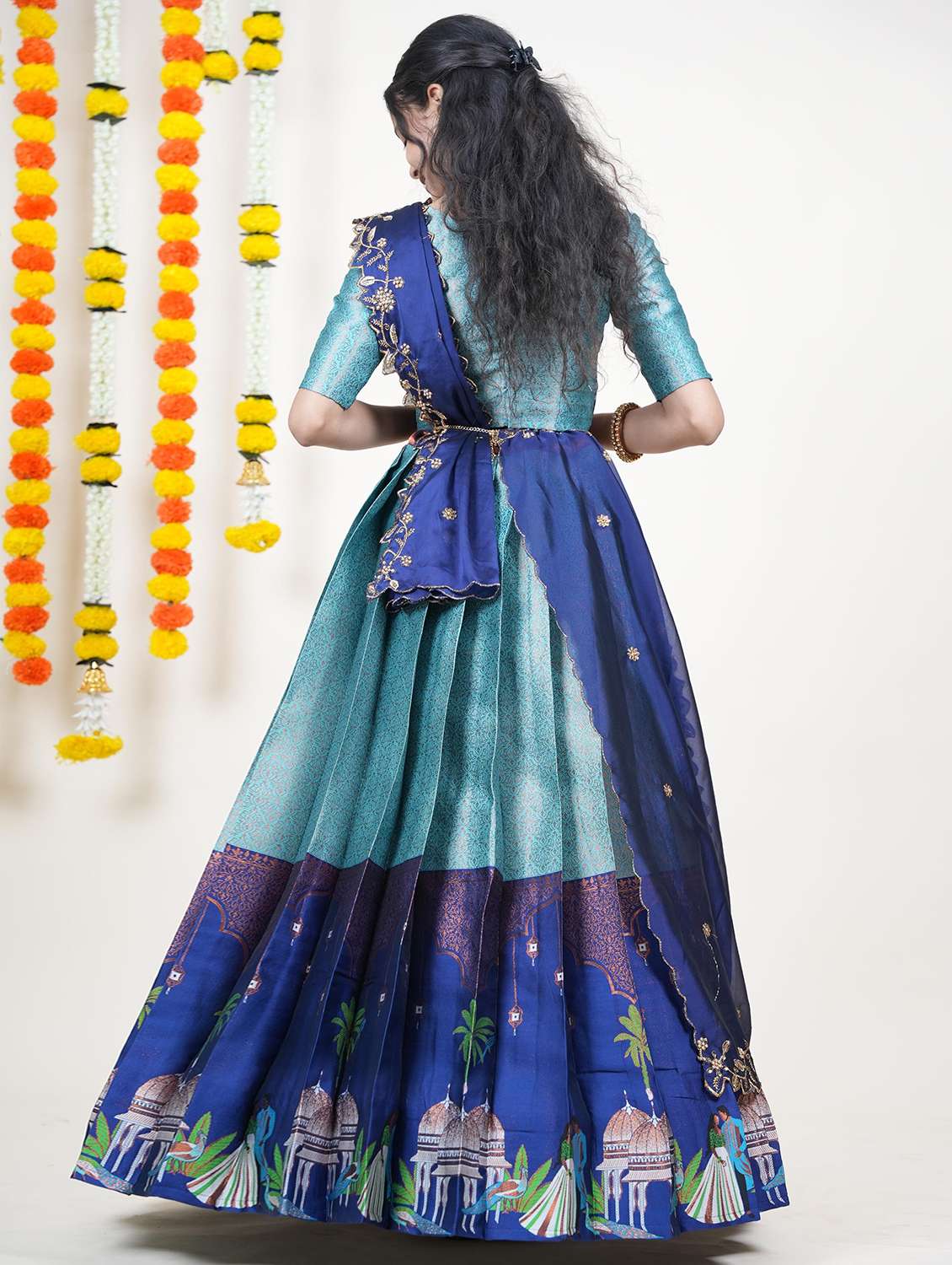 women self design south indian style unstitched lehenga choli - 22240807 -  Standard Image - 3