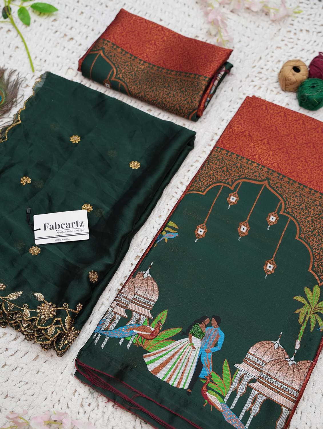 women self design south indian style unstitched lehenga choli - 22240808 -  Standard Image - 3