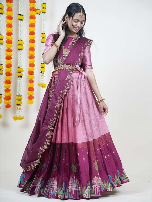 women self design south indian style unstitched lehenga choli - 22240814 -  Standard Image - 0