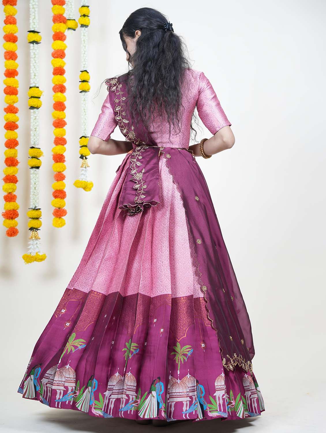 women self design south indian style unstitched lehenga choli - 22240815 -  Standard Image - 3