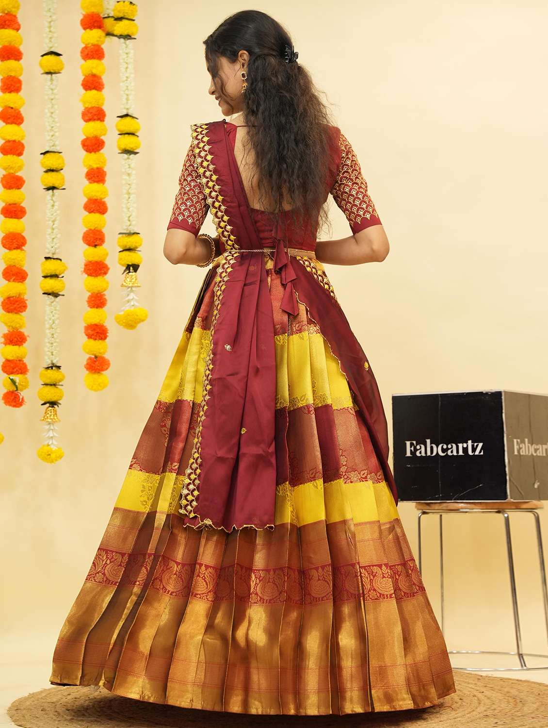 women self design south indian style unstitched lehenga choli - 22240816 -  Standard Image - 3
