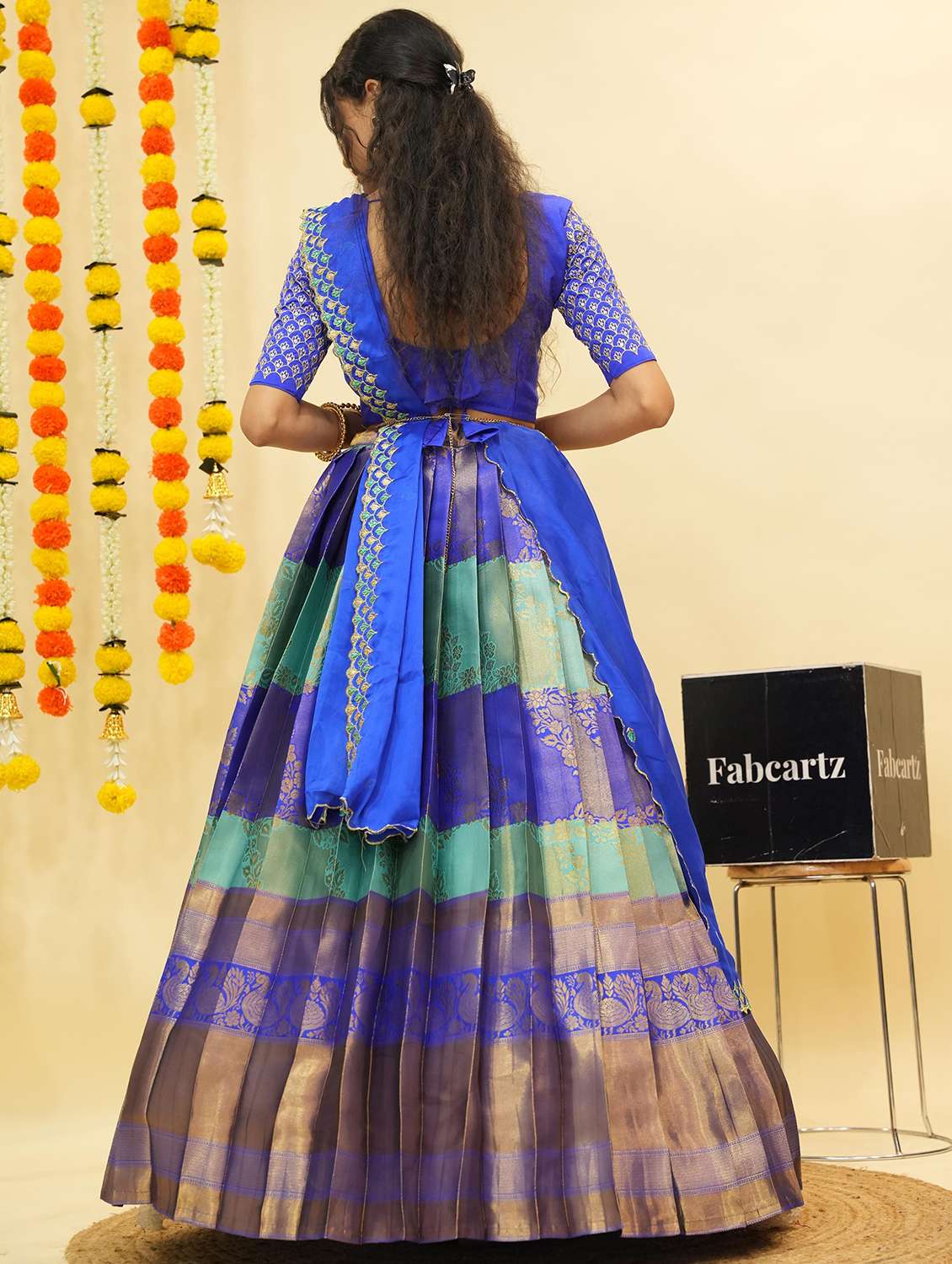 women self design south indian style unstitched lehenga choli - 22240818 -  Standard Image - 3