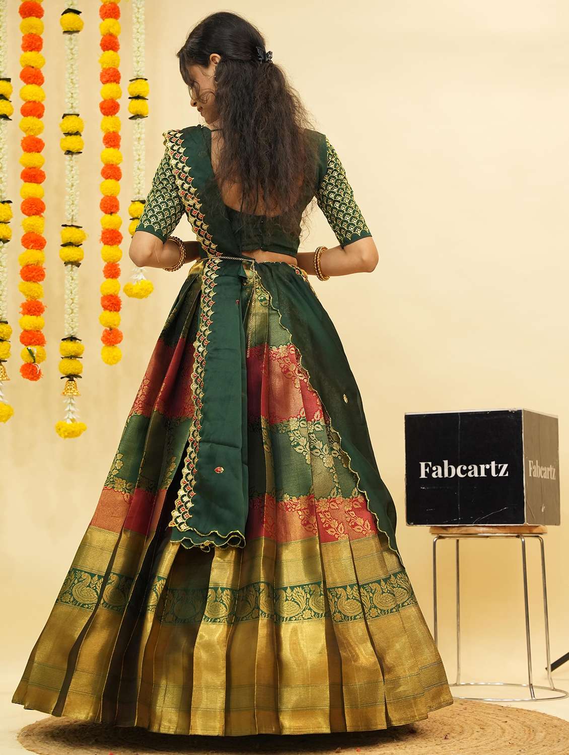 women self design south indian style unstitched lehenga choli - 22240820 -  Standard Image - 3