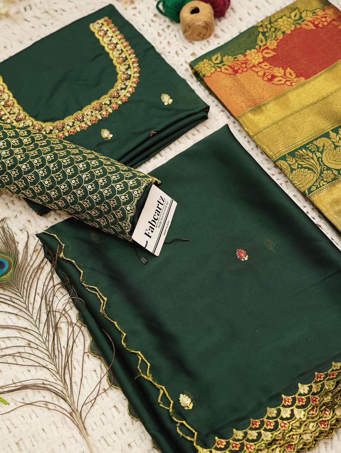 women self design south indian style unstitched lehenga choli - 22240821 -  Standard Image - 3