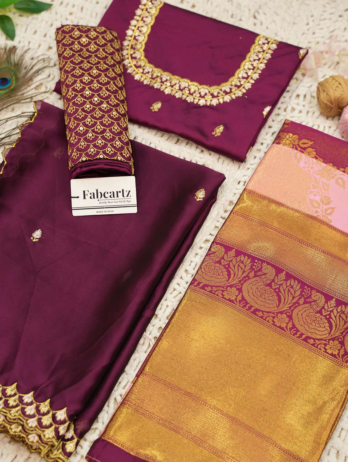 women self design south indian style unstitched lehenga choli - 22240825 -  Standard Image - 3