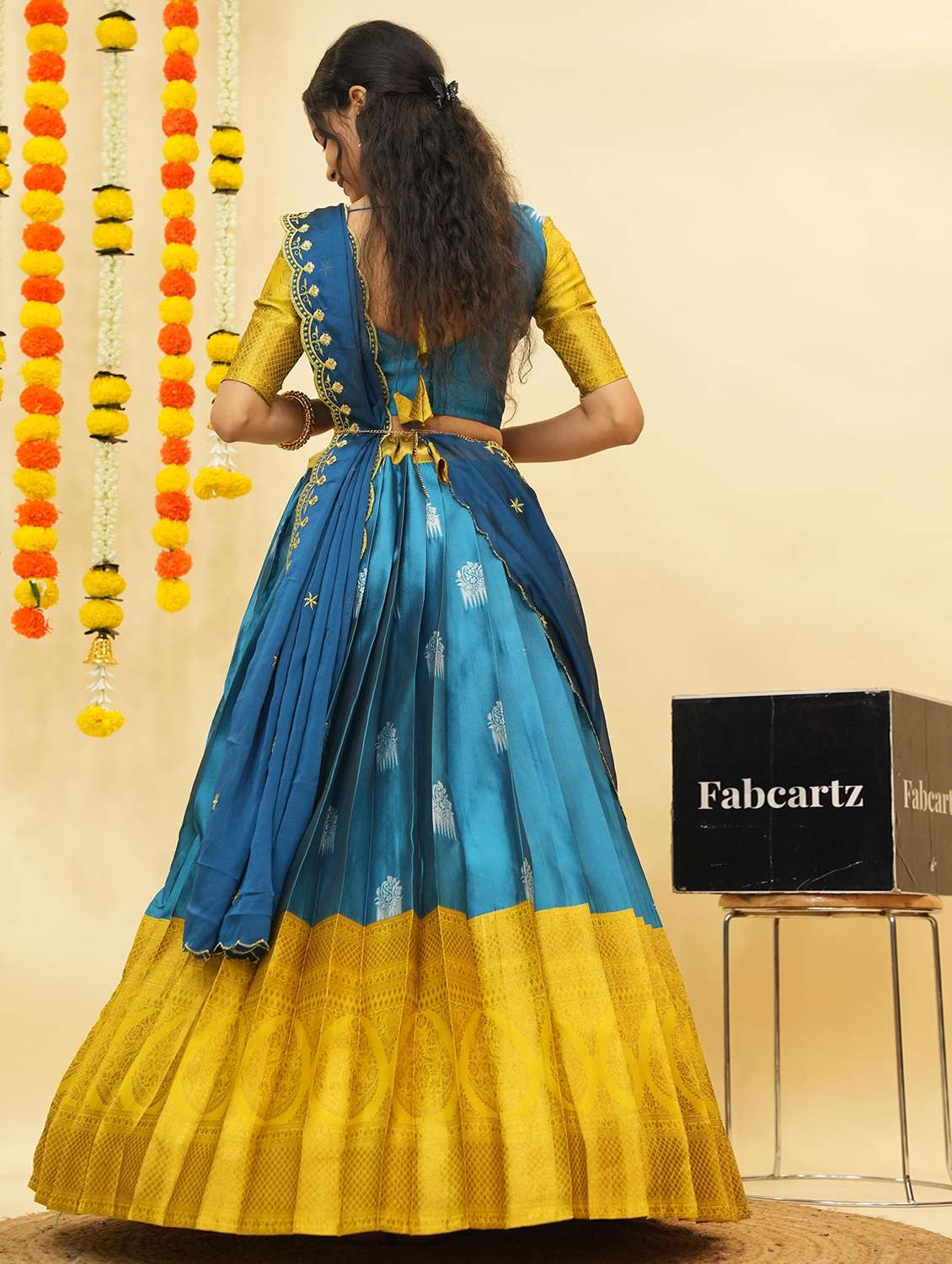 women self design south indian style unstitched lehenga choli - 22240831 -  Standard Image - 3