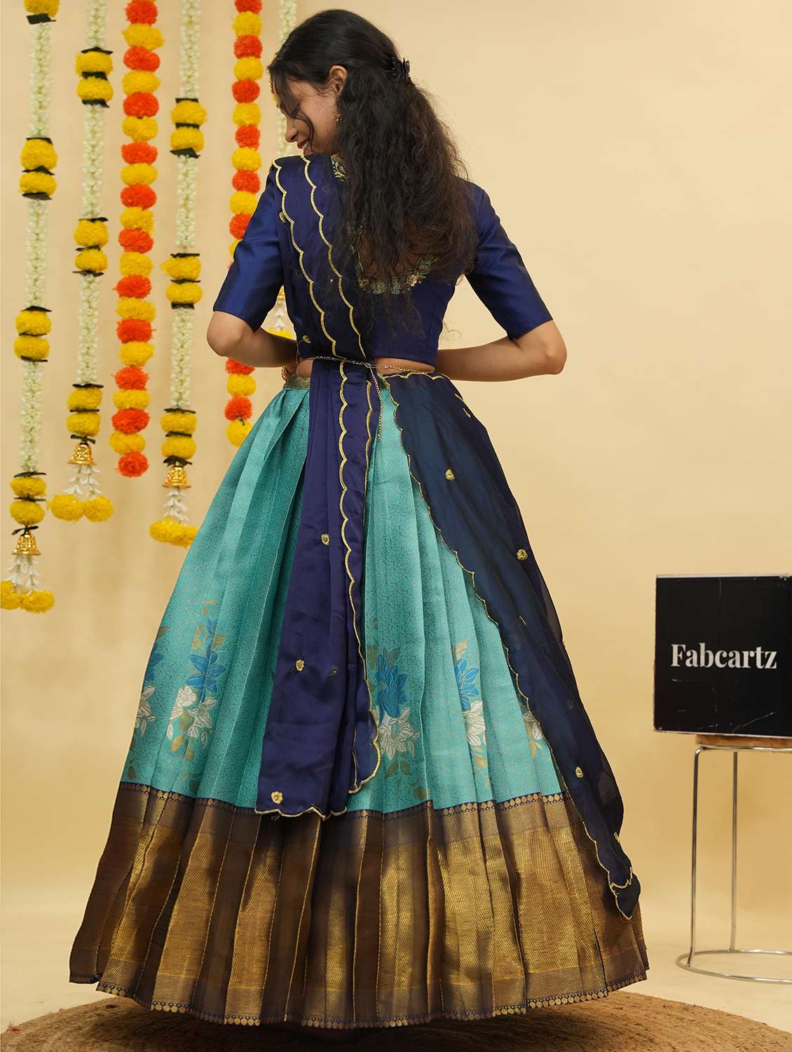 women self design south indian style unstitched lehenga choli - 22240834 -  Standard Image - 3