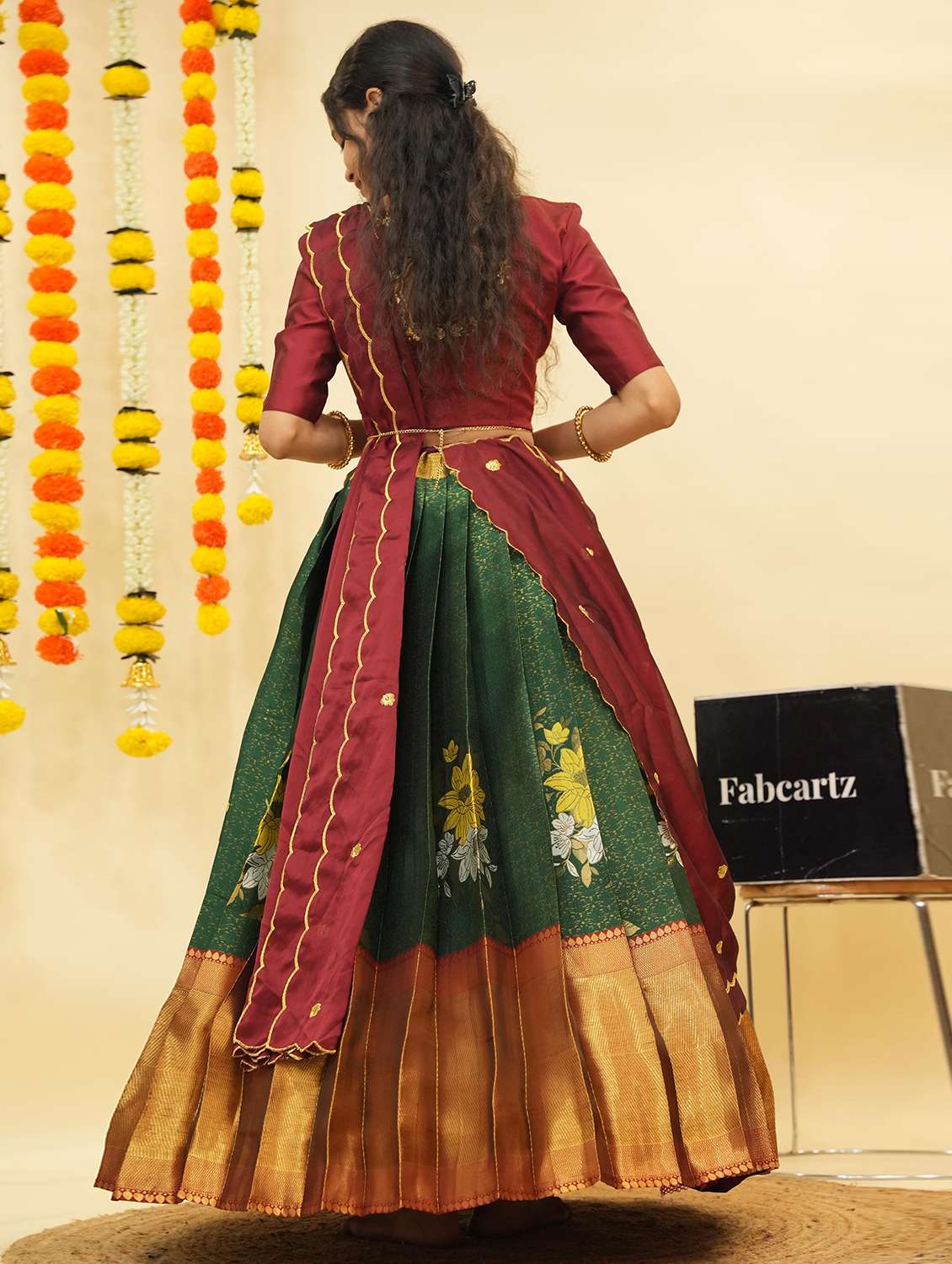 women self design south indian style unstitched lehenga choli - 22240838 -  Standard Image - 3