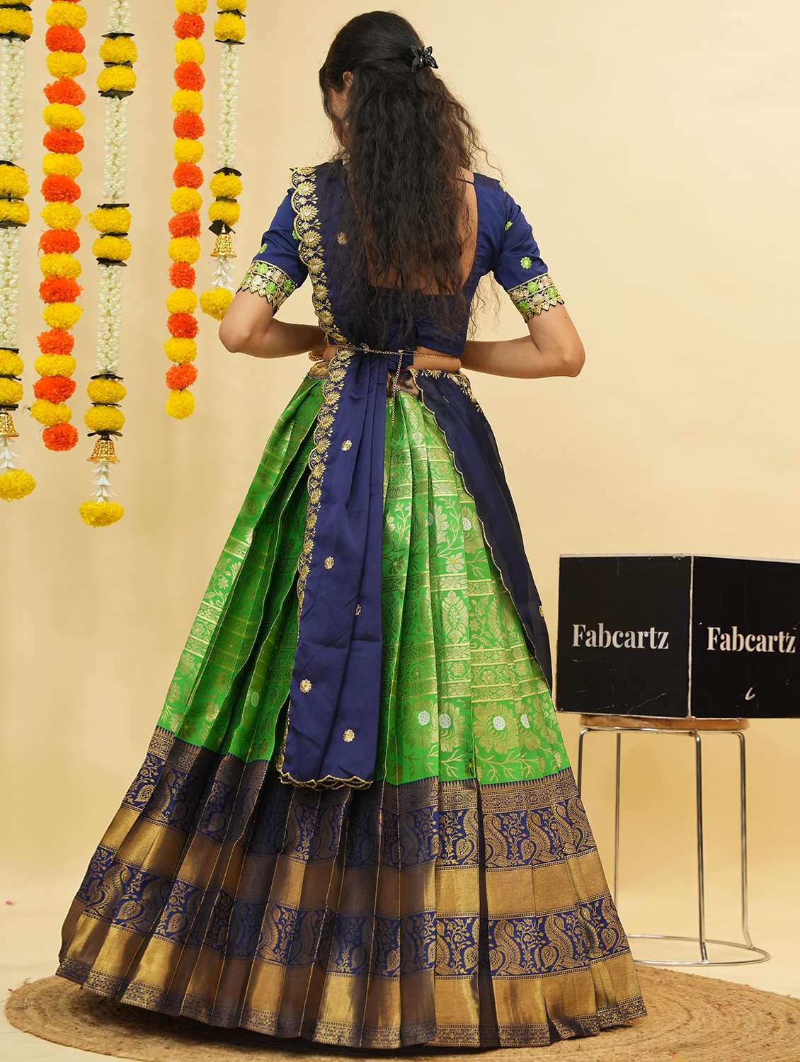 women self design south indian style unstitched lehenga choli - 22240842 -  Standard Image - 3