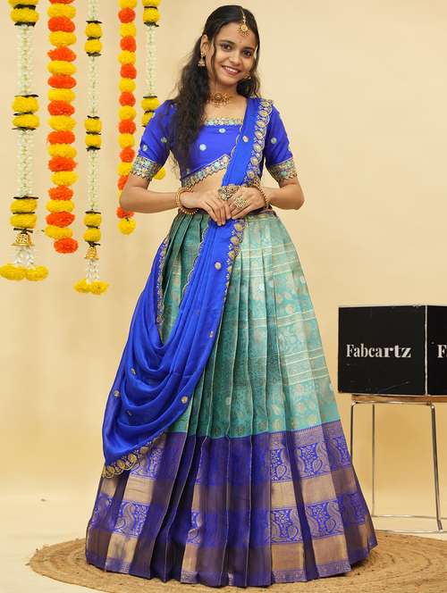women self design south indian style unstitched lehenga choli - 22240844 -  Standard Image - 0