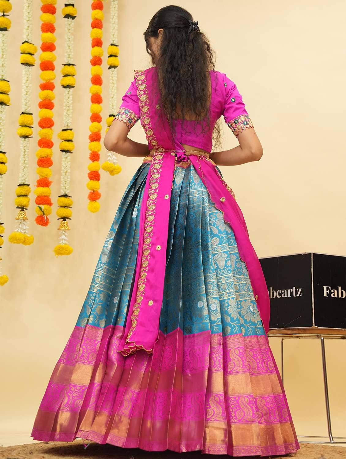 women self design south indian style unstitched lehenga choli - 22240845 -  Standard Image - 3